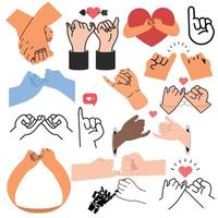 Hand line promise flat design  icon set vector