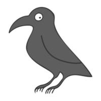 Halloween 2022 - October 31. A traditional holiday, the eve of All Saints Day, All Hallows Eve. Trick or treat. Vector illustration in hand-drawn doodle style. A dark gray crow.
