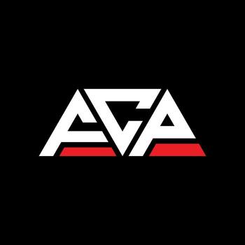 FCP triangle letter logo design with triangle shape. FCP triangle logo design monogram. FCP triangle vector logo template with red color. FCP triangular logo Simple, Elegant, and Luxurious Logo. FCP