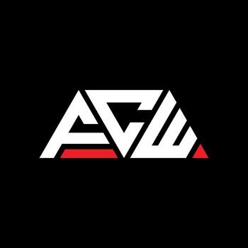 FCW triangle letter logo design with triangle shape. FCW triangle logo design monogram. FCW triangle vector logo template with red color. FCW triangular logo Simple, Elegant, and Luxurious Logo. FCW