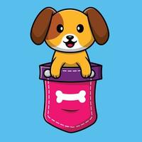 Cute Dog In Pocket Cartoon Vector Icon Illustration. Animal Flat Cartoon Concept