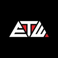 ETW triangle letter logo design with triangle shape. ETW triangle logo design monogram. ETW triangle vector logo template with red color. ETW triangular logo Simple, Elegant, and Luxurious Logo. ETW
