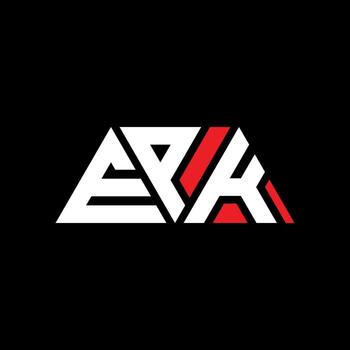 EPK triangle letter logo design with triangle shape. EPK triangle logo design monogram. EPK triangle vector logo template with red color. EPK triangular logo Simple, Elegant, and Luxurious Logo. EPK