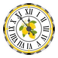 Round wall clock with lemon pattern. vector