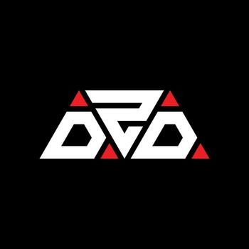DZD triangle letter logo design with triangle shape. DZD triangle logo design monogram. DZD triangle vector logo template with red color. DZD triangular logo Simple, Elegant, and Luxurious Logo. DZD
