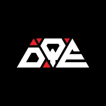 DQE triangle letter logo design with triangle shape. DQE triangle logo design monogram. DQE triangle vector logo template with red color. DQE triangular logo Simple, Elegant, and Luxurious Logo. DQE