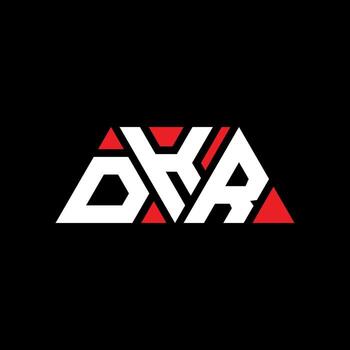 DKR triangle letter logo design with triangle shape. DKR triangle logo design monogram. DKR triangle vector logo template with red color. DKR triangular logo Simple, Elegant, and Luxurious Logo. DKR