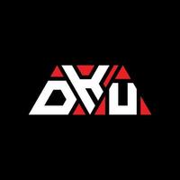 DKU triangle letter logo design with triangle shape. DKU triangle logo design monogram. DKU triangle vector logo template with red color. DKU triangular logo Simple, Elegant, and Luxurious Logo. DKU