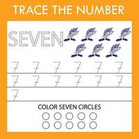 Trace line , number worksheet with monsters for kids, practicing fine motor skills.  Educational game for preschool children. vector