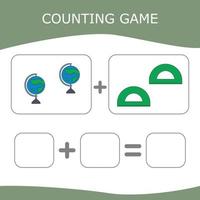 Counting Game for Preschool Children. Worksheet for preschool kids, kids activity sheet, printable worksheet vector