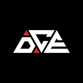 DCE triangle letter logo design with triangle shape. DCE triangle logo design monogram. DCE triangle vector logo template with red color. DCE triangular logo Simple, Elegant, and Luxurious Logo. DCE