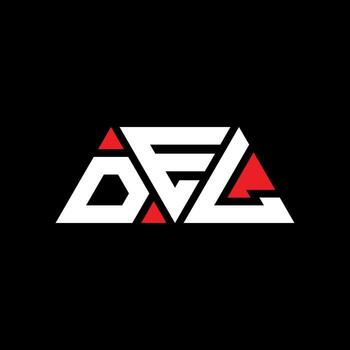 DEL triangle letter logo design with triangle shape. DEL triangle logo design monogram. DEL triangle vector logo template with red color. DEL triangular logo Simple, Elegant, and Luxurious Logo. DEL