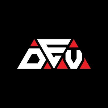 diseño de logotipo de letra de triángulo dev con forma de triángulo. monograma de diseño de logotipo de triángulo dev. plantilla de logotipo de vector de triángulo dev con color rojo. logo triangular dev logo simple, elegante y lujoso. desarrollador