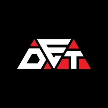 DET triangle letter logo design with triangle shape. DET triangle logo design monogram. DET triangle vector logo template with red color. DET triangular logo Simple, Elegant, and Luxurious Logo. DET