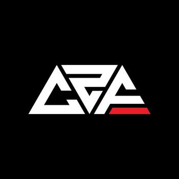 CZF triangle letter logo design with triangle shape. CZF triangle logo design monogram. CZF triangle vector logo template with red color. CZF triangular logo Simple, Elegant, and Luxurious Logo. CZF