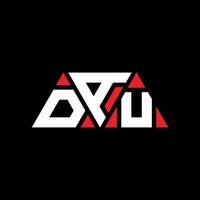 DAU triangle letter logo design with triangle shape. DAU triangle logo design monogram. DAU triangle vector logo template with red color. DAU triangular logo Simple, Elegant, and Luxurious Logo. DAU