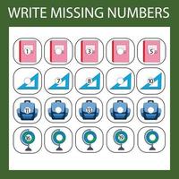 The task is to write in the lost numbers from 1 to 20. Educational exercises for preschool children vector