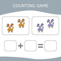 Educational game for children, kids. . Game learning math, counting game. Vector illustration for print, page