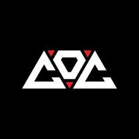 diseño de logotipo de letra triangular coc con forma de triángulo. monograma de diseño del logotipo del triángulo coc. plantilla de logotipo de vector de triángulo coc con color rojo. logo triangular coc logo simple, elegante y lujoso. coco