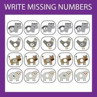 Write the missing numbers in the correct order vector