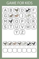 Alphabetical logic for preschoolers. Collect the word by solving the riddle vector