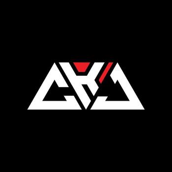 CKJ triangle letter logo design with triangle shape. CKJ triangle logo design monogram. CKJ triangle vector logo template with red color. CKJ triangular logo Simple, Elegant, and Luxurious Logo. CKJ