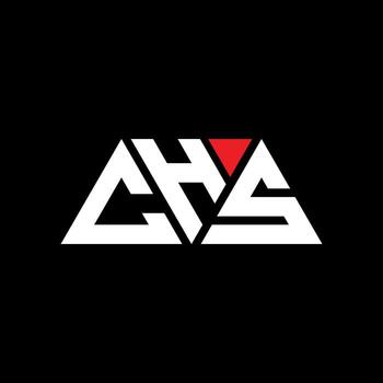 CHS triangle letter logo design with triangle shape. CHS triangle logo design monogram. CHS triangle vector logo template with red color. CHS triangular logo Simple, Elegant, and Luxurious Logo. CHS