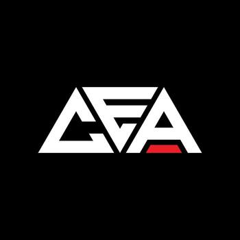 CEA triangle letter logo design with triangle shape. CEA triangle logo design monogram. CEA triangle vector logo template with red color. CEA triangular logo Simple, Elegant, and Luxurious Logo. CEA