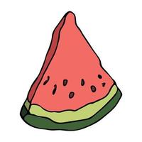 Cute vector watermelon clipart. Hand drawn watermelon slice icon. Fruit illustration.