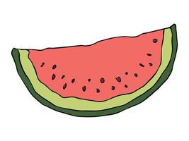 Cute vector watermelon clipart. Hand drawn watermelon slice icon. Fruit illustration.