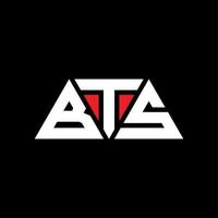 BTS triangle letter logo design with triangle shape. BTS triangle logo design monogram. BTS triangle vector logo template with red color. BTS triangular logo Simple, Elegant, and Luxurious Logo. BTS