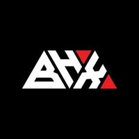 BHX triangle letter logo design with triangle shape. BHX triangle logo design monogram. BHX triangle vector logo template with red color. BHX triangular logo Simple, Elegant, and Luxurious Logo. BHX