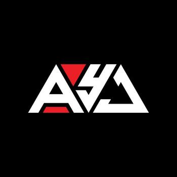 AYJ triangle letter logo design with triangle shape. AYJ triangle logo design monogram. AYJ triangle vector logo template with red color. AYJ triangular logo Simple, Elegant, and Luxurious Logo. AYJ