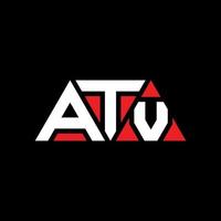 ATV triangle letter logo design with triangle shape. ATV triangle logo design monogram. ATV triangle vector logo template with red color. ATV triangular logo Simple, Elegant, and Luxurious Logo. ATV