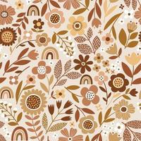 Seamless floral pattern with cute rainbows. Perfect for textile, wallpaper or print design. vector