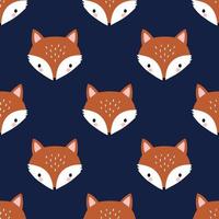 Seamless pattern with cute hand drawn fox head. Perfect for textile, wallpaper or print design. vector