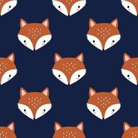 Seamless pattern with cute hand drawn fox head. Perfect for textile, wallpaper or print design. vector