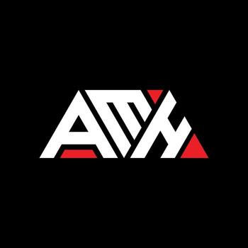 AMH triangle letter logo design with triangle shape. AMH triangle logo design monogram. AMH triangle vector logo template with red color. AMH triangular logo Simple, Elegant, and Luxurious Logo. AMH