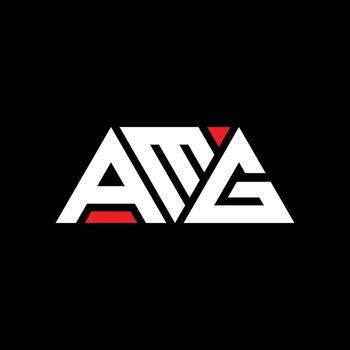 AMG triangle letter logo design with triangle shape. AMG triangle logo design monogram. AMG triangle vector logo template with red color. AMG triangular logo Simple, Elegant, and Luxurious Logo. AMG
