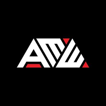 AMW triangle letter logo design with triangle shape. AMW triangle logo design monogram. AMW triangle vector logo template with red color. AMW triangular logo Simple, Elegant, and Luxurious Logo. AMW