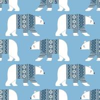 Seamless vector pattern with cute hand drawn polar bears