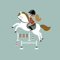 ilustración de niña y equipo de equitación. vector