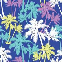 Vector palm tree pattern isolated on blue background