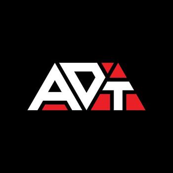 ADT triangle letter logo design with triangle shape. ADT triangle logo design monogram. ADT triangle vector logo template with red color. ADT triangular logo Simple, Elegant, and Luxurious Logo. ADT
