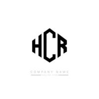 HCR letter logo design with polygon shape. HCR polygon and cube shape logo design. HCR hexagon vector logo template white and black colors. HCR monogram, business and real estate logo.