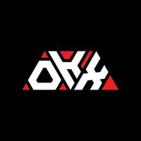 diseño de logotipo de letra triangular okx con forma de triángulo. monograma de diseño del logotipo del triángulo okx. plantilla de logotipo de vector de triángulo okx con color rojo. logotipo triangular okx logotipo simple, elegante y lujoso. okx