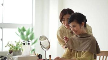 Woman doing make-up video