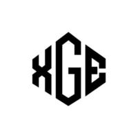 XGE letter logo design with polygon shape. XGE polygon and cube shape logo design. XGE hexagon vector logo template white and black colors. XGE monogram, business and real estate logo.