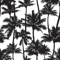 Black vector palm tree pattern on white background