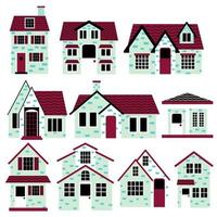 Set of Simple Flat House Illustration vector